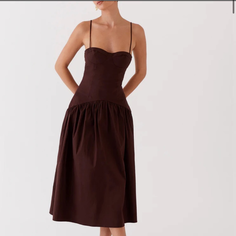 Peppermayo midi corset dress brown